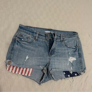 Old Navy Blue Jean Shorts with Flag Patch